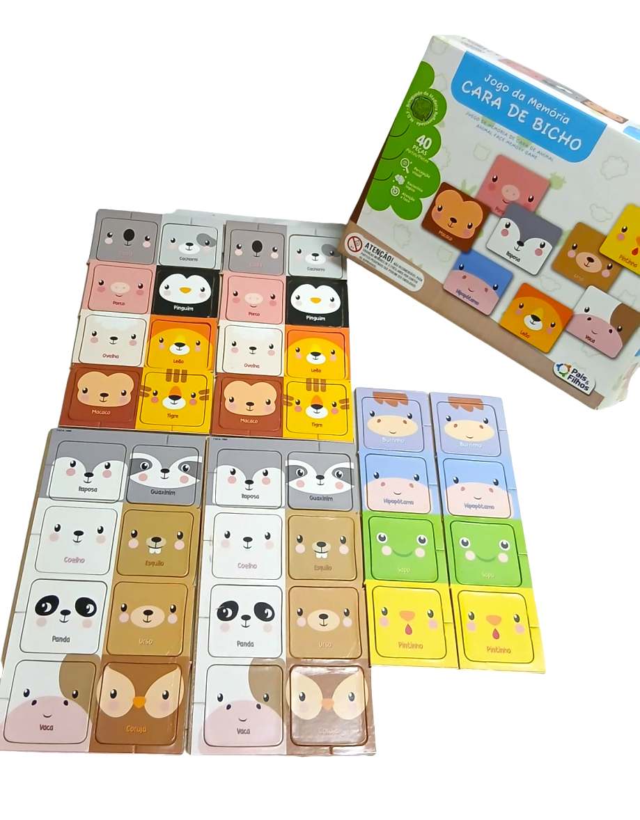 JOGO DA MEMORIA MDF CARA DE BICHO C/40 PCS 